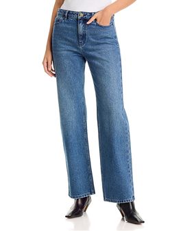 Michael Kors Michael Kors Cotton High Rise Straight Jeans in Dusk Blue Wash