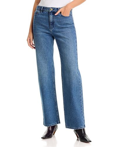 Michael Kors Michael Kors Cotton High Rise Straight Jeans in Dusk Blue Wash