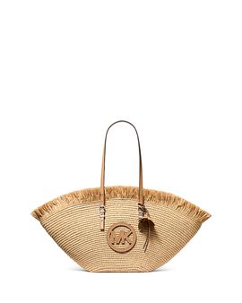 Michael Kors Michael Kors Isa Large Crochet Straw Fan Tote Bag