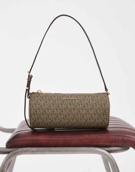 Michael Kors Michael Kors Izzy small barrel pochette shoulder bag in loden monogram-Green