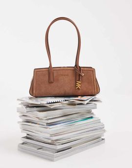 Michael Kors Michael Kors Laila small east west shoulder bag in luggage brown suede