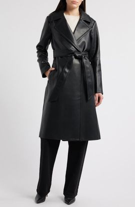 Michael Kors Michael Kors Long Faux Leather Trench Coat