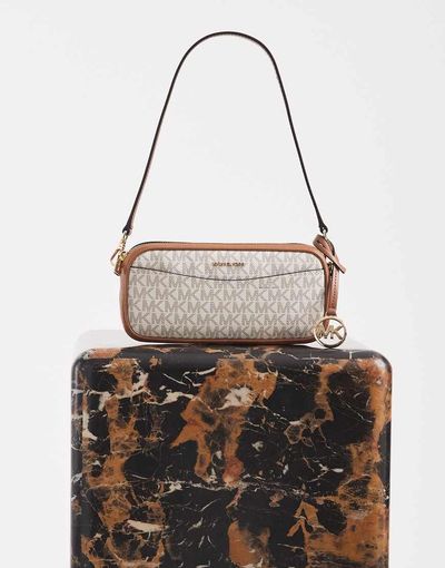 Michael Kors Michael Kors May pouchette crossbody bag in cream monogram-WHITE