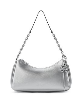 Michael Kors Michael Kors Nolita Medium Metallic Silver Leather Pouchette