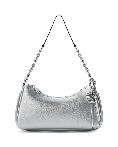 Michael Kors Michael Kors Nolita Medium Metallic Silver Leather Pouchette