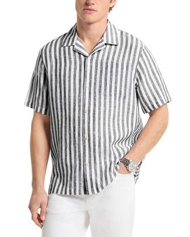 Michael Kors Michael Kors Stripe Linen Camp Shirt