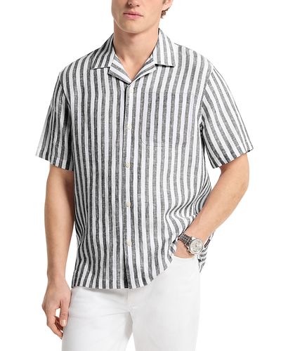 Michael Kors Michael Kors Stripe Linen Camp Shirt