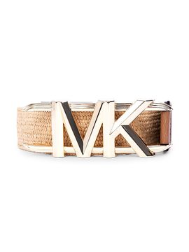 Michael Kors Women's MK Logo Stretch Straw Belt
