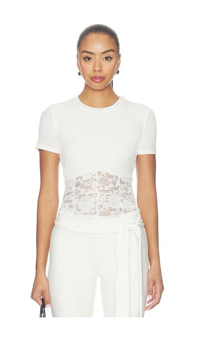 Michael Lauren Michael Lauren Ember Rib Lace Shortsleeve Tee