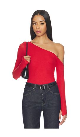 Michael Lauren Michael Lauren Magdaleno Asymmetrical Fitted Cold Shoulder Top