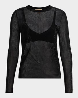 MICHAEL Michael Kors Gem Fitted Crewneck Top