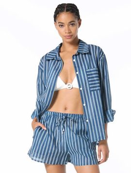 MICHAEL Michael Kors MICHAEL Michael Kors Marina Stripe Cover Up Shirt Swim