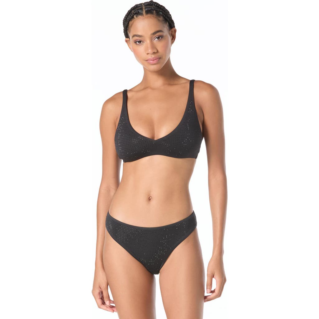 MICHAEL Michael Kors MICHAEL Michael Kors Rhinestone Studded Solids Bra Swim Top