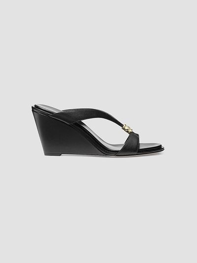 MICHAEL Michael Kors Women's Cherie 75MM Leather Slip-On Wedge Sandals