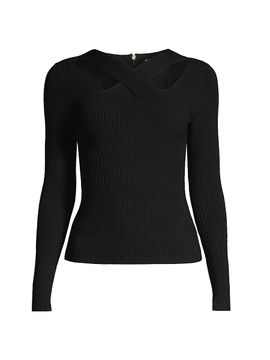 MICHAEL Michael Kors Women's Cut-Out Rib-Knit Sweater