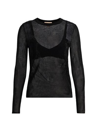 MICHAEL Michael Kors Women's Gem Fitted Long Crewneck Top