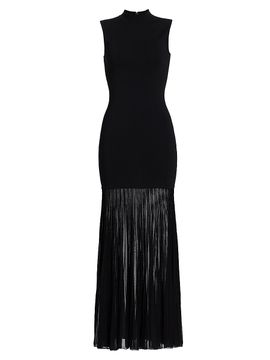 MICHAEL Michael Kors Women's Mock Turtleneck Sheer Maxi Dress