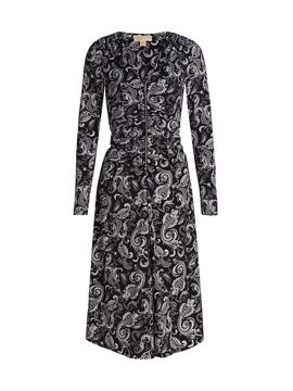 MICHAEL Michael Kors Women's Paisley Ruched Midi-Dress