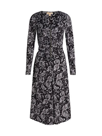 MICHAEL Michael Kors Women's Paisley Ruched Midi-Dress