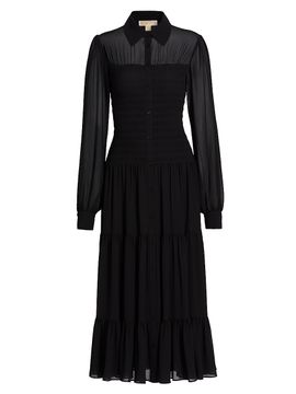 MICHAEL Michael Kors Women's Smocked Button-Front Shirtdress