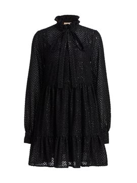 MICHAEL Michael Kors Women's Tie-Neck Long-Sleeve Minidress