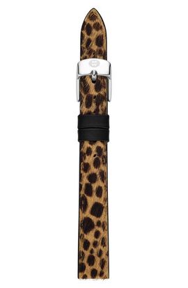 MICHELE MICHELE 12mm Leopard Print Genuine Calf Hair Watch Band