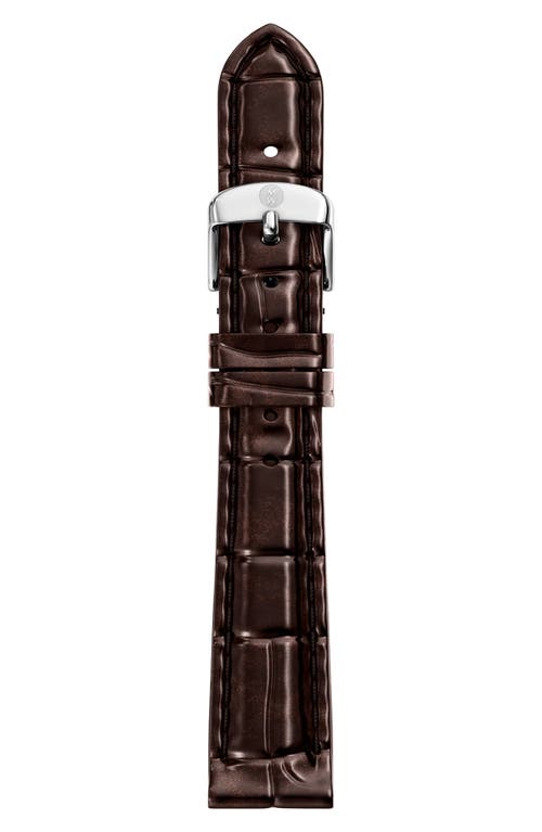 MICHELE MICHELE CHOC BRWN CROC LTHR STRAP 14MM