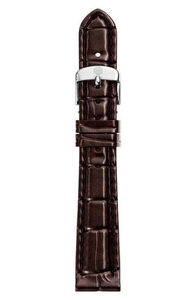 MICHELE MICHELE CHOC BRWN CROC LTHR STRAP 14MM