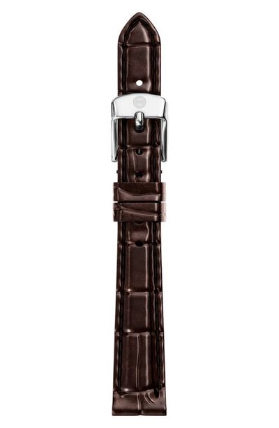 MICHELE MICHELE CHOC BRWN CROC LTHR STRAP 14MM