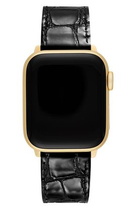 MICHELE MICHELE Croc Embossed Leather 20mm Apple Watch® Watchband (Nordstrom Exclusive)