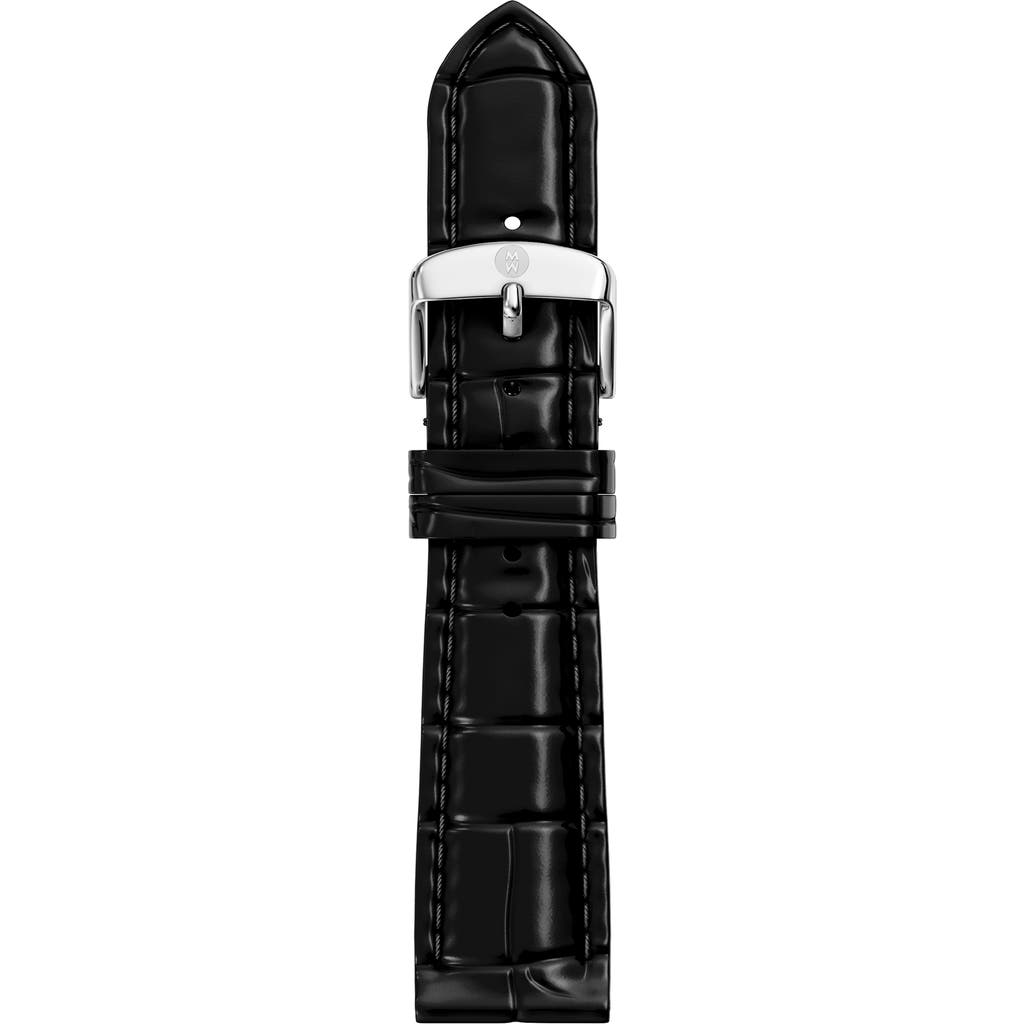 MICHELE MICHELE Croc Embossed Leather Watchband, 18mm