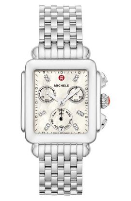 MICHELE MICHELE Deco Diamond Dial Watch Head & Bracelet, 33mm
