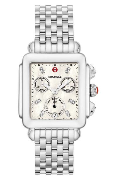 MICHELE MICHELE Deco Diamond Dial Watch Head & Bracelet, 33mm