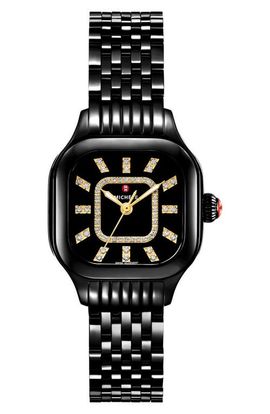 MICHELE MICHELE Meggie Noir Diamond Dial Bracelet Watch, 29mm