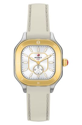 MICHELE MICHELE Meggie Sport Chalk Silicone Strap Watch, 33mm