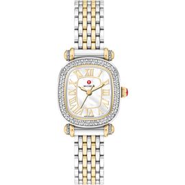 MICHELE MICHELE Mini Caber Isle Diamond & Mother-of-Pearl Two-Tone Bracelet Watch, 26mm x 28mm