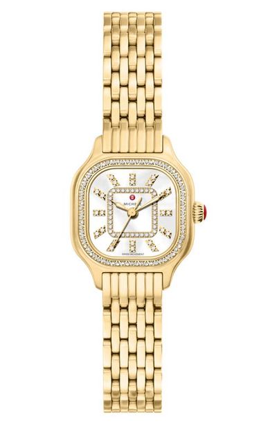 MICHELE MICHELE Mini Meggie Mother-of-Pearl & Diamond Bracelet Watch, 23mm x 25mm