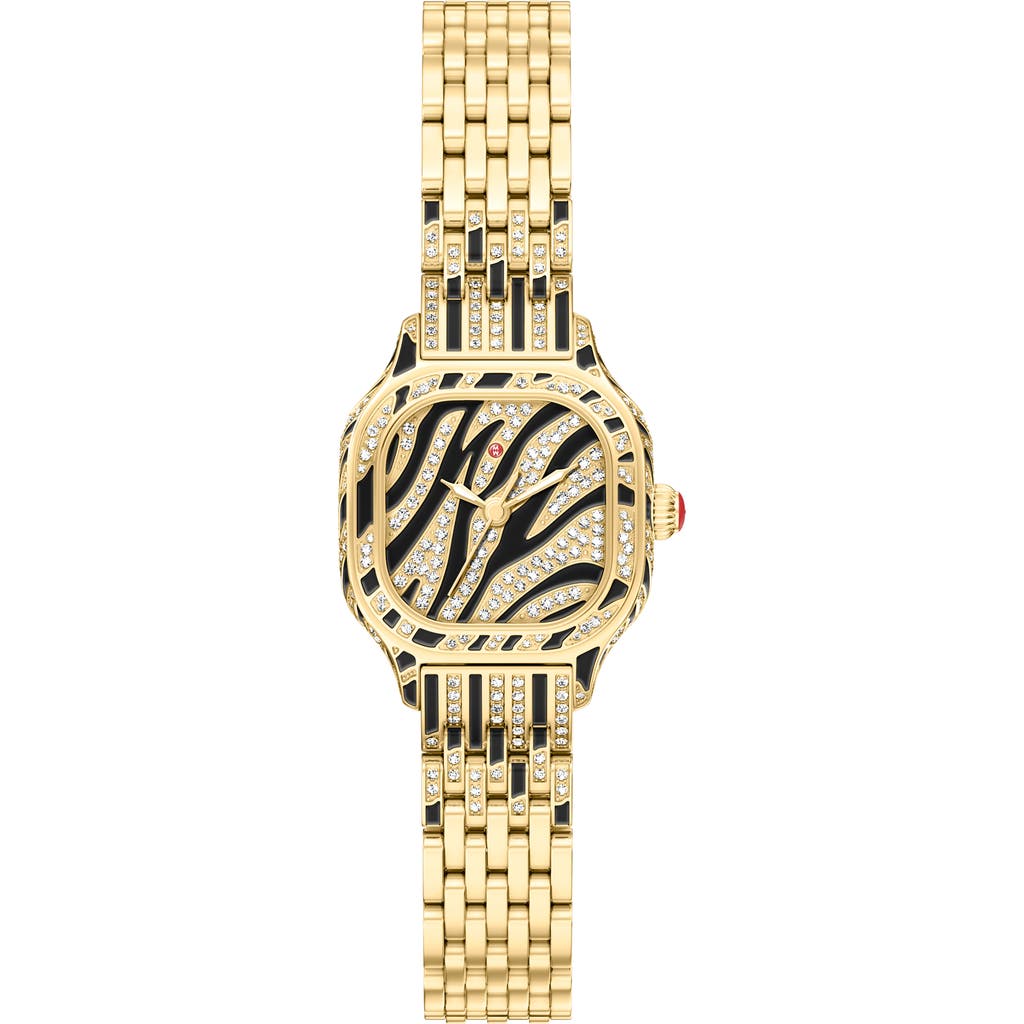 MICHELE MICHELE Mini Meggie Zebra Dial Diamond Bracelet Watch, 23mm x 25mm