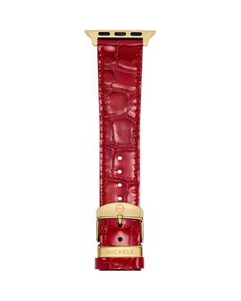 Michele Michele Ruby Red Leather Bracelet Band for Apple Watch, 38-49mm