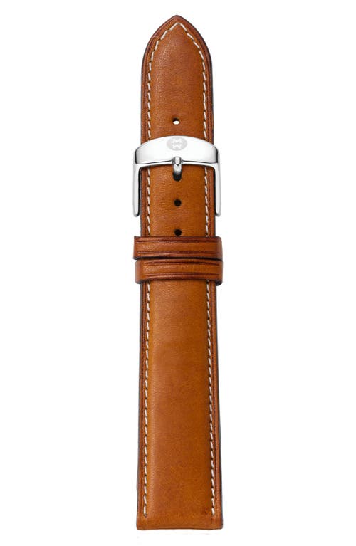 MICHELE MICHELE Saddle Brown Leather Watch Strap, 12-18mm 