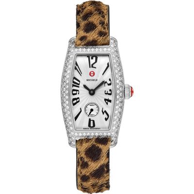 MICHELE MICHELE Special Edition Diamond Tonneau Calf Hair Strap Watch, 32mm