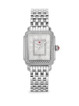 Michele Women's Deco Madison Mid Stainless-Steel Diamond Bracelet Watch