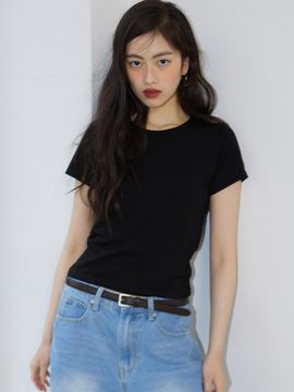 michikolondon BASIC COTTON MODAL T-SHIRT [BLACK]