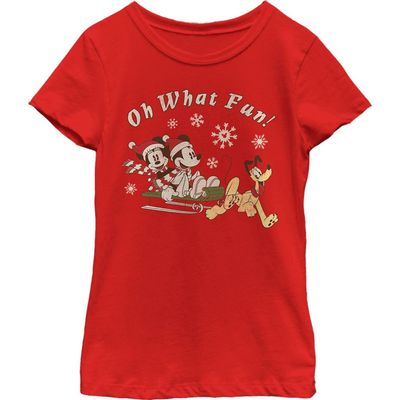 Mickey & Friends Girl's Mickey & Friends Oh What Fun Sled Graphic Tee