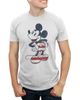 Mickey & Friends Mens Mickey & Friends Red Striped Mickey T Shirt - 1