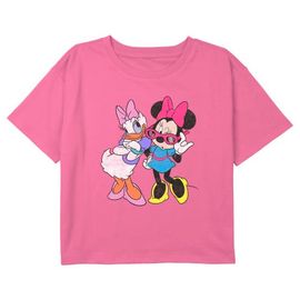 Mickey & Friends Mickey & Friends Girls' Daisy Duck and Minnie Mouse Sunglasses Graphic Cropped T-Shirt