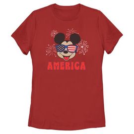 Mickey & Friends Mickey & Friends Women's American Sunglasses and Fireworks Short Sleeve Graphic T-Shirt