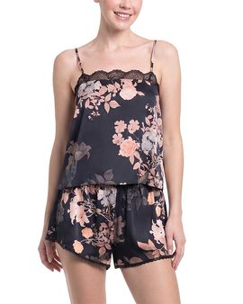 Midnight Bakery Midnight Bakery Stretch Satin Camisole & Shorts Set