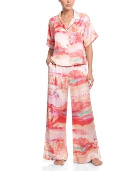Midnight Bakery Midnight Bakery Stretch Satin Palazzo Pants Pajama Set