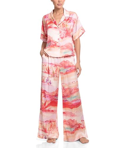 Midnight Bakery Midnight Bakery Stretch Satin Palazzo Pants Pajama Set